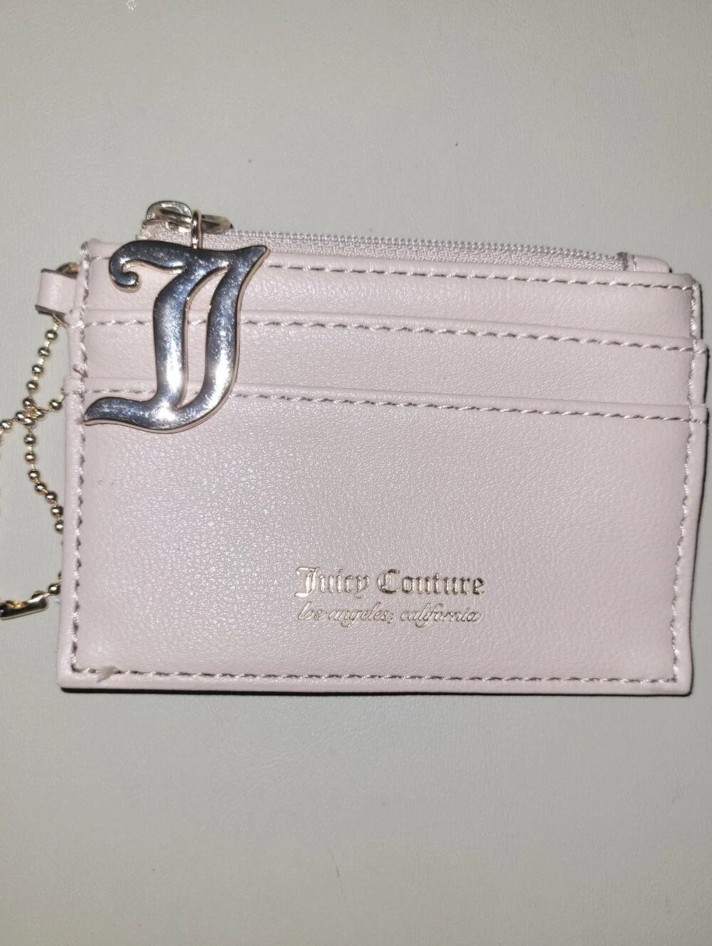 Juicy Couture Light Pink Card Case with Gold Charm.